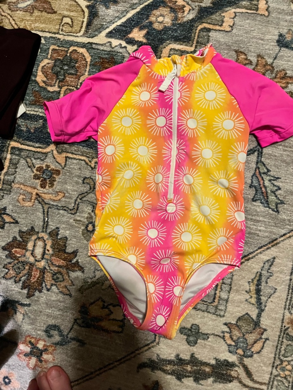 Hatley Pink & Yellow Sunburst Short-Sleeve One-Piece Swimsuit